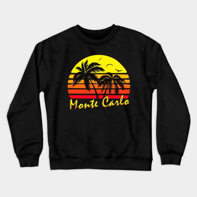 Monte Carlo Retro Sunset Crewneck Sweatshirt by Nerd_art